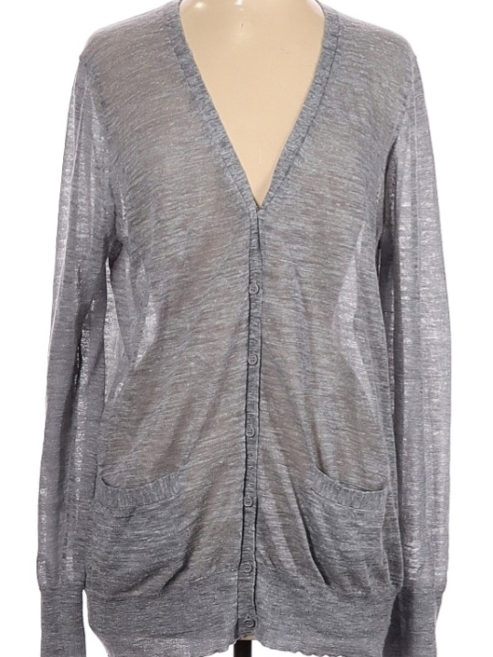 J. CREW Summer Gray Button-Up Cardigan Size L EUC